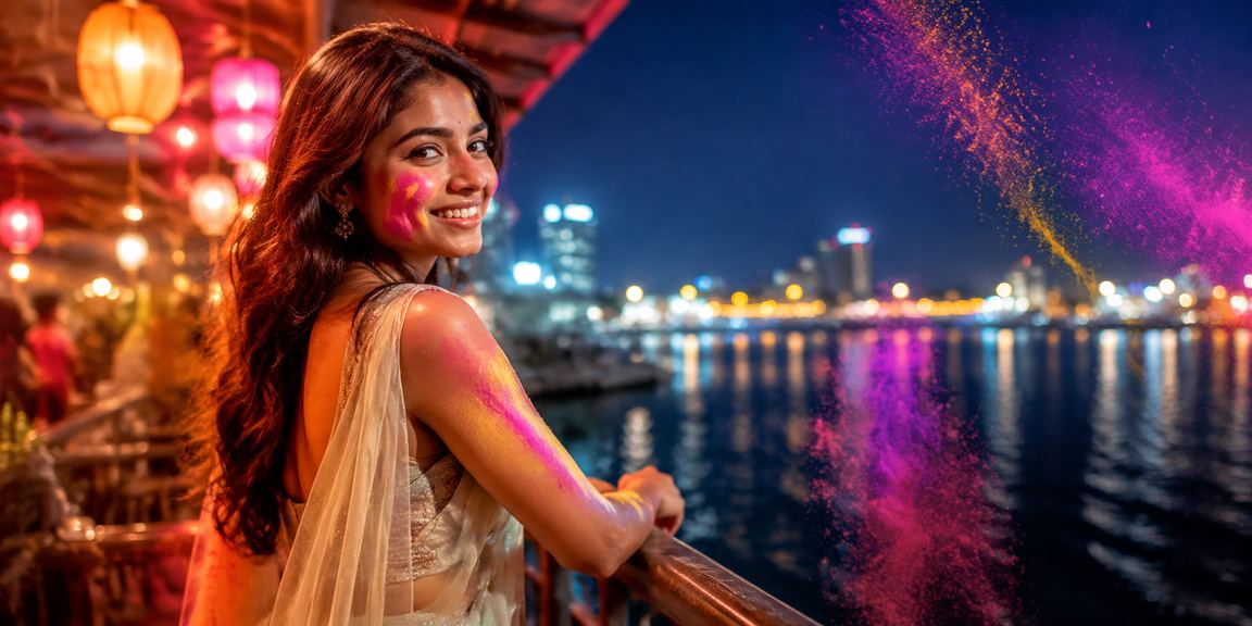 Celebration of Holi festival with festivities and gaming